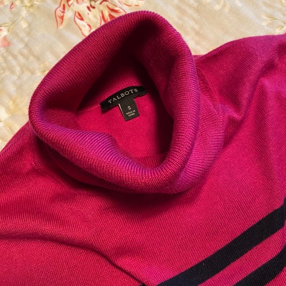NWOT Talbots Knit Turtleneck, S, Magenta/Black - Picture 4 of 6